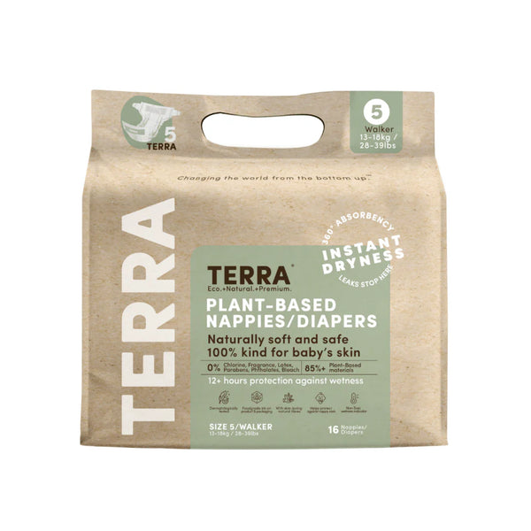 Terra plant-based nappies packaging on a white background