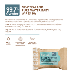 TERRA Bamboo Baby Wipes - Mini Pack 10s