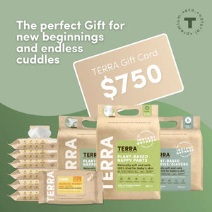 Terra baby gift card with eco friendly nappies and wipes gift bundle