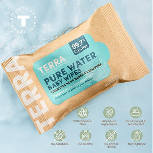 TERRA Mini Water Wipes - Baby Wipes Mini Pack 10s TERRA
