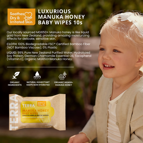 TERRA Bamboo Baby Wipes - Mini Pack 10s