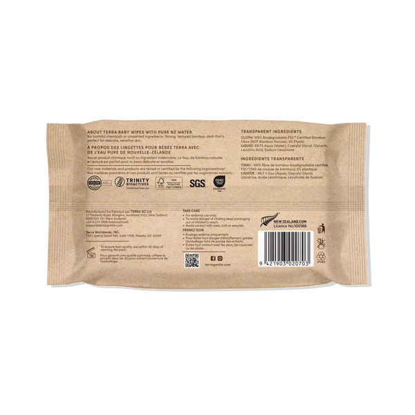 TERRA Bamboo Baby Wipes - Mini Pack 10s